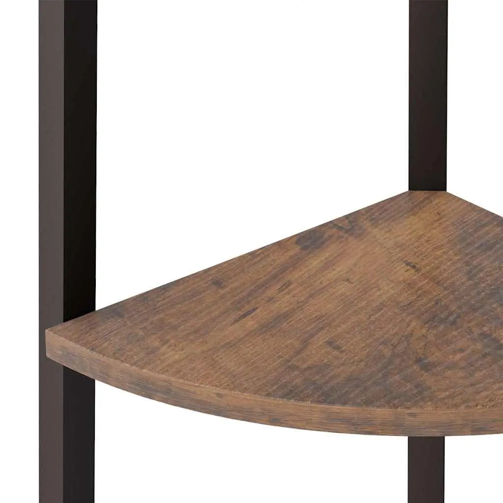 Corner Shelf 4-Tier Storage Bookcase Dark Brown Black 45.5x31.5x150cm