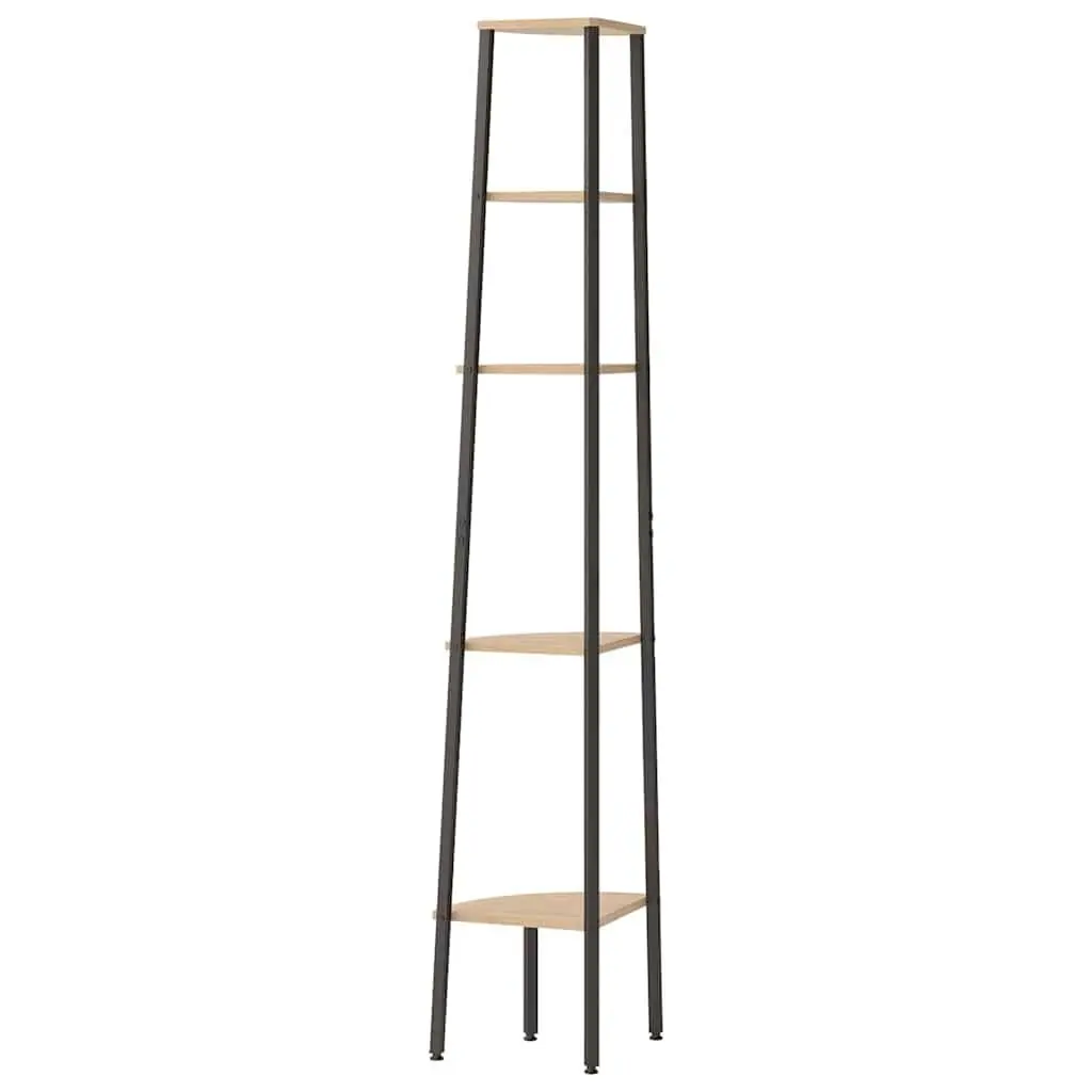 5-Tier Corner Shelf Storage Bookcase Brown Black
