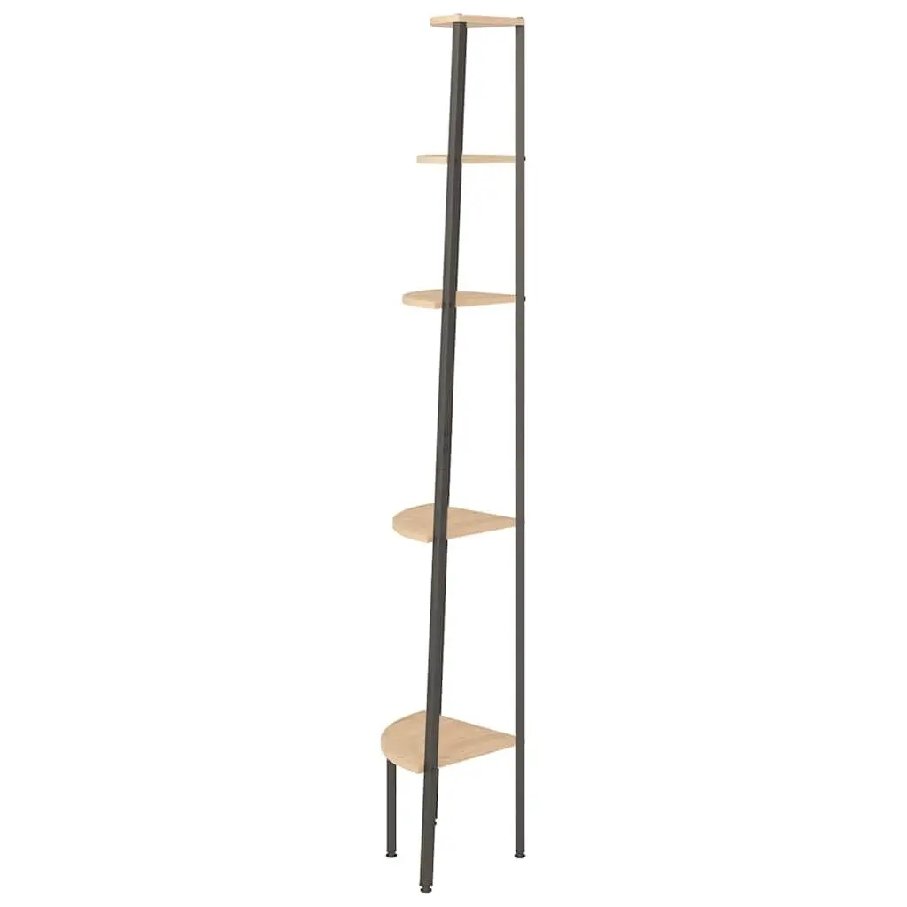 5-Tier Corner Shelf Storage Bookcase Brown Black