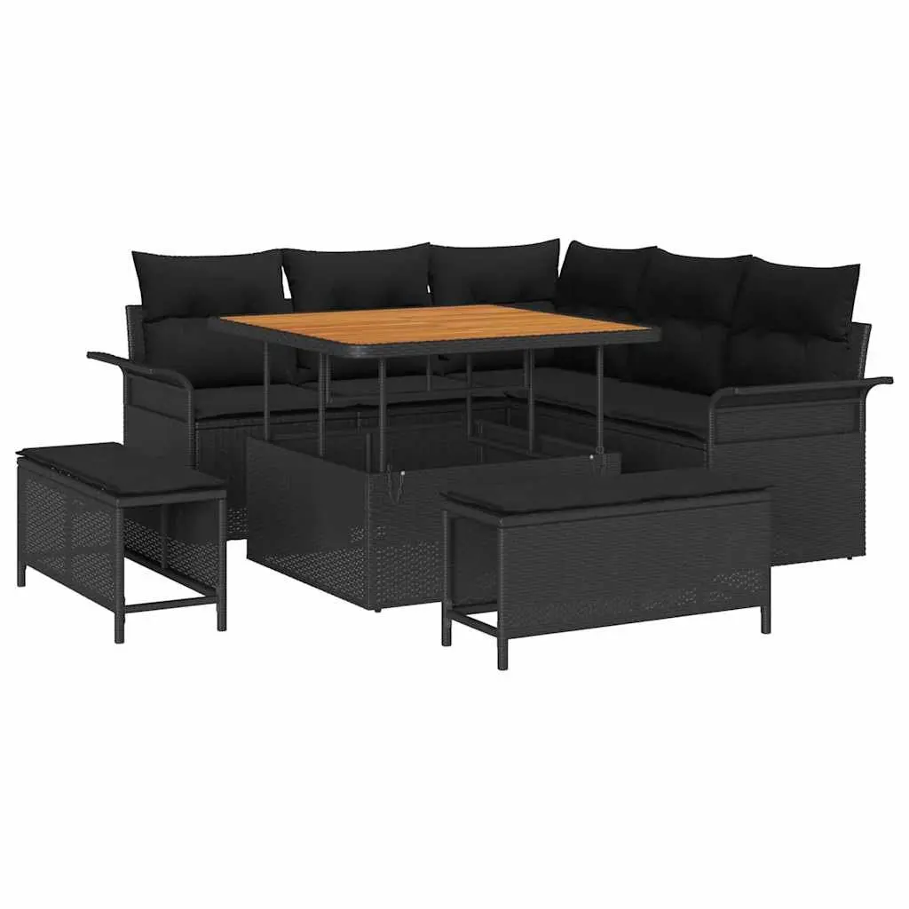 8 Piece Garden Sofa Set Outdoor Patio Seating Black
