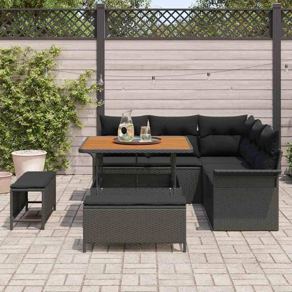 8 Piece Garden Sofa Set Outdoor Patio Seating Black