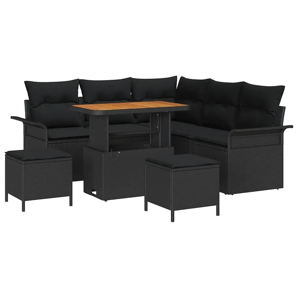 Outdoor Garden Sofa Set 8 Piece Black Rattan Patio Seating