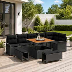 Reliable 9-Piece Outdoor Garden Sofa Set with Storage