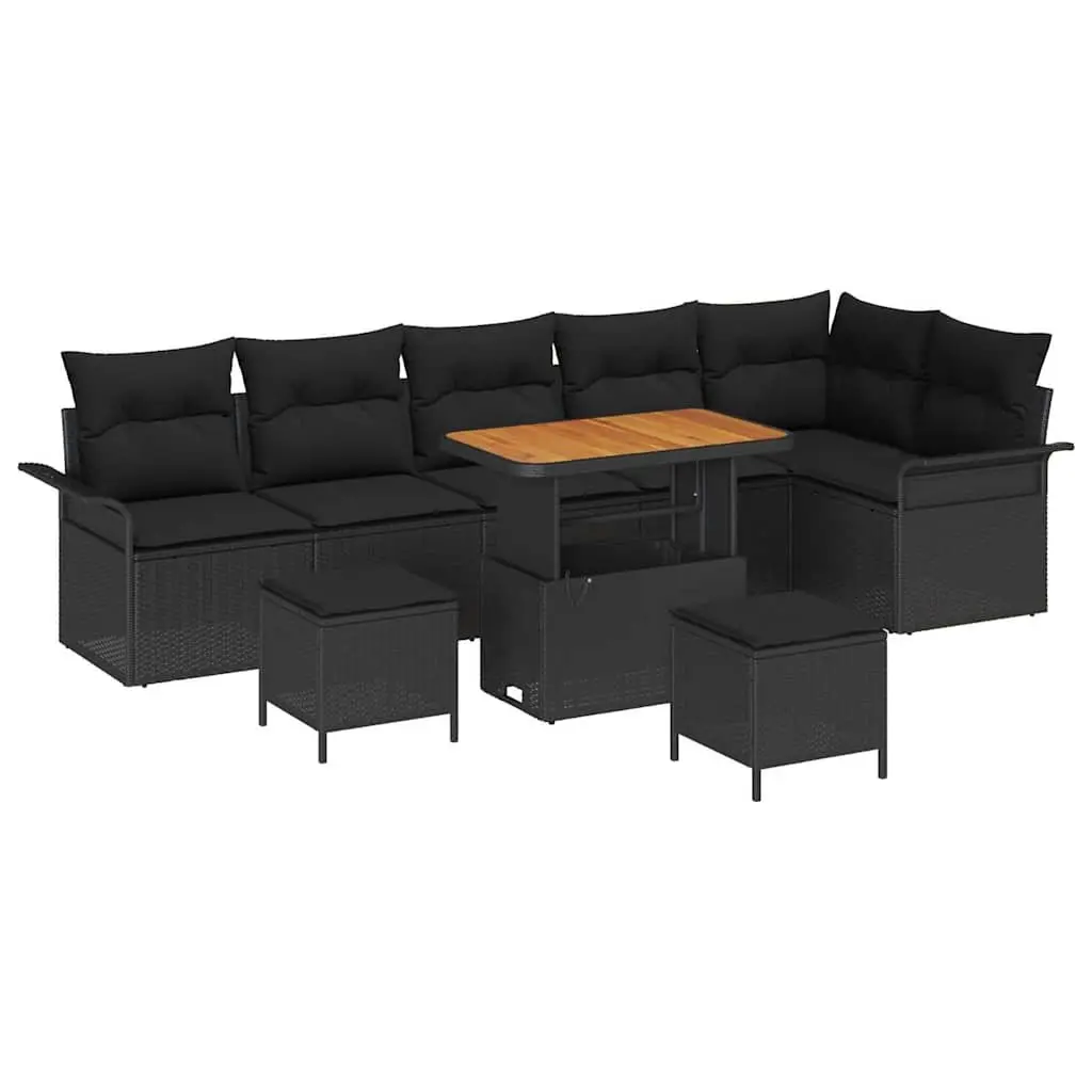 Outdoor Garden Sofa Set Modular Patio Furniture 9 Piece Black