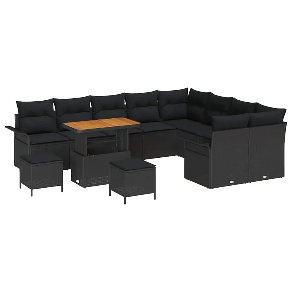 Garden Sofa Set Modular Outdoor Relaxation 12 Pieces Black