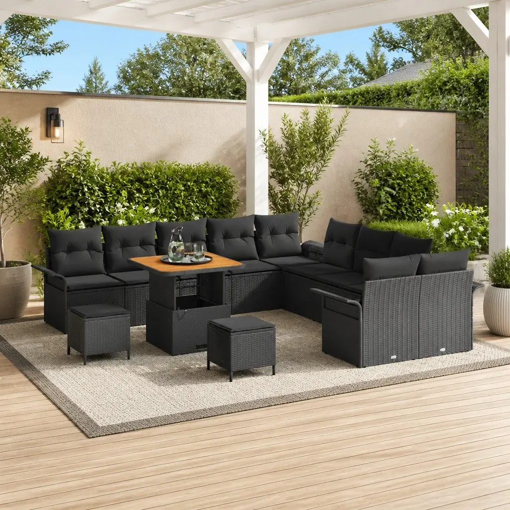 Outdoor Garden Sofa Set Modular Seating 13 Piece Black