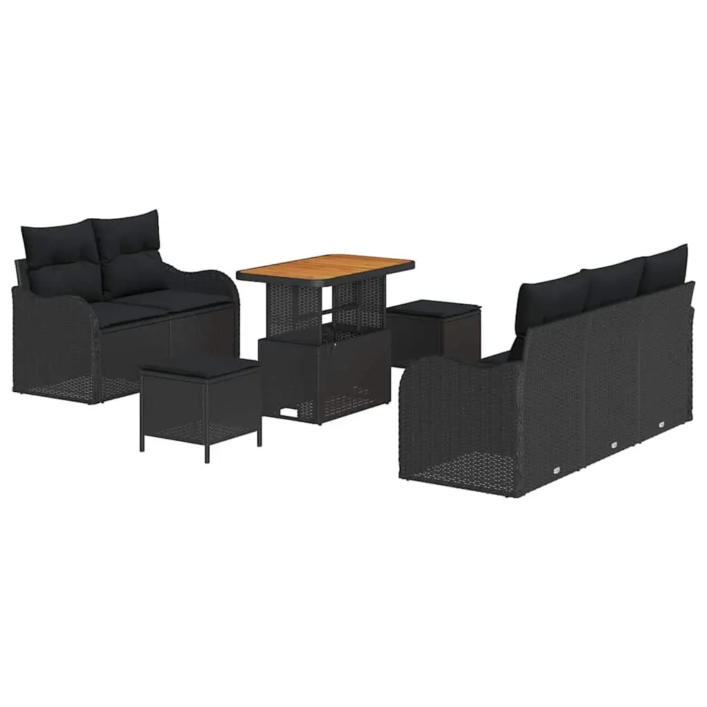 Modular Outdoor Garden Sofa Set 8 Piece Black with Storage Cushions