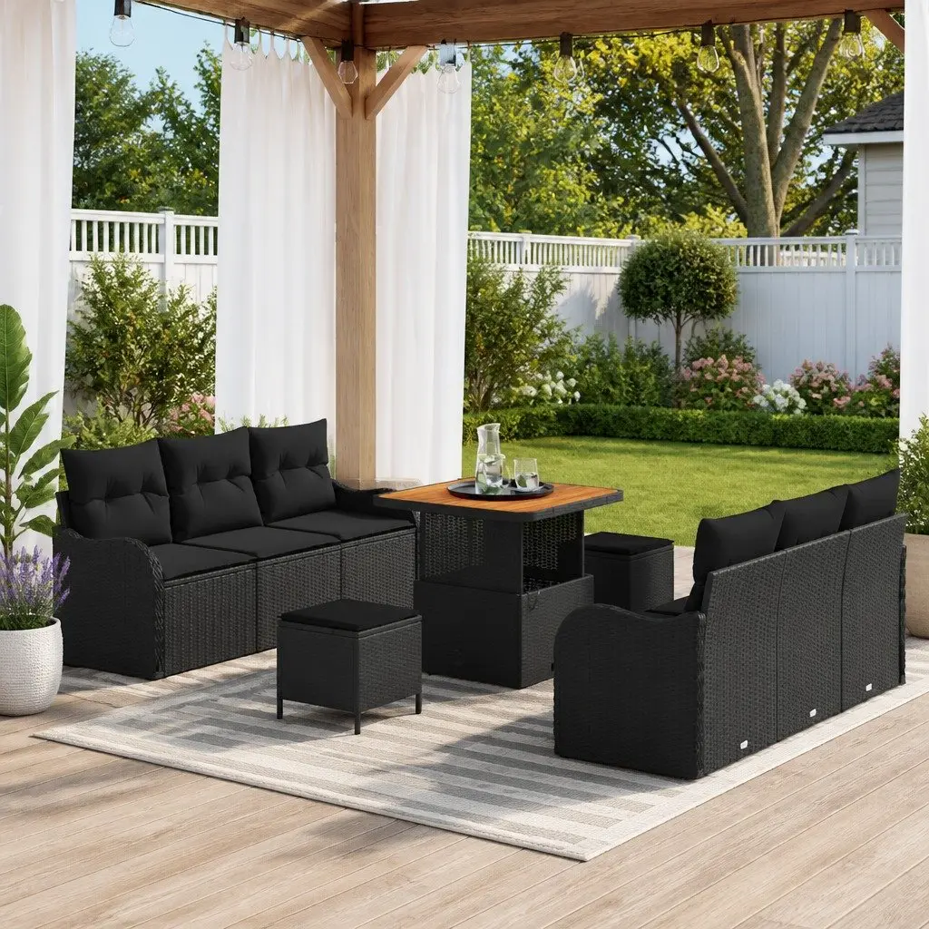 Outdoor Garden Sofa Set Modular Seating 9 Piece Black