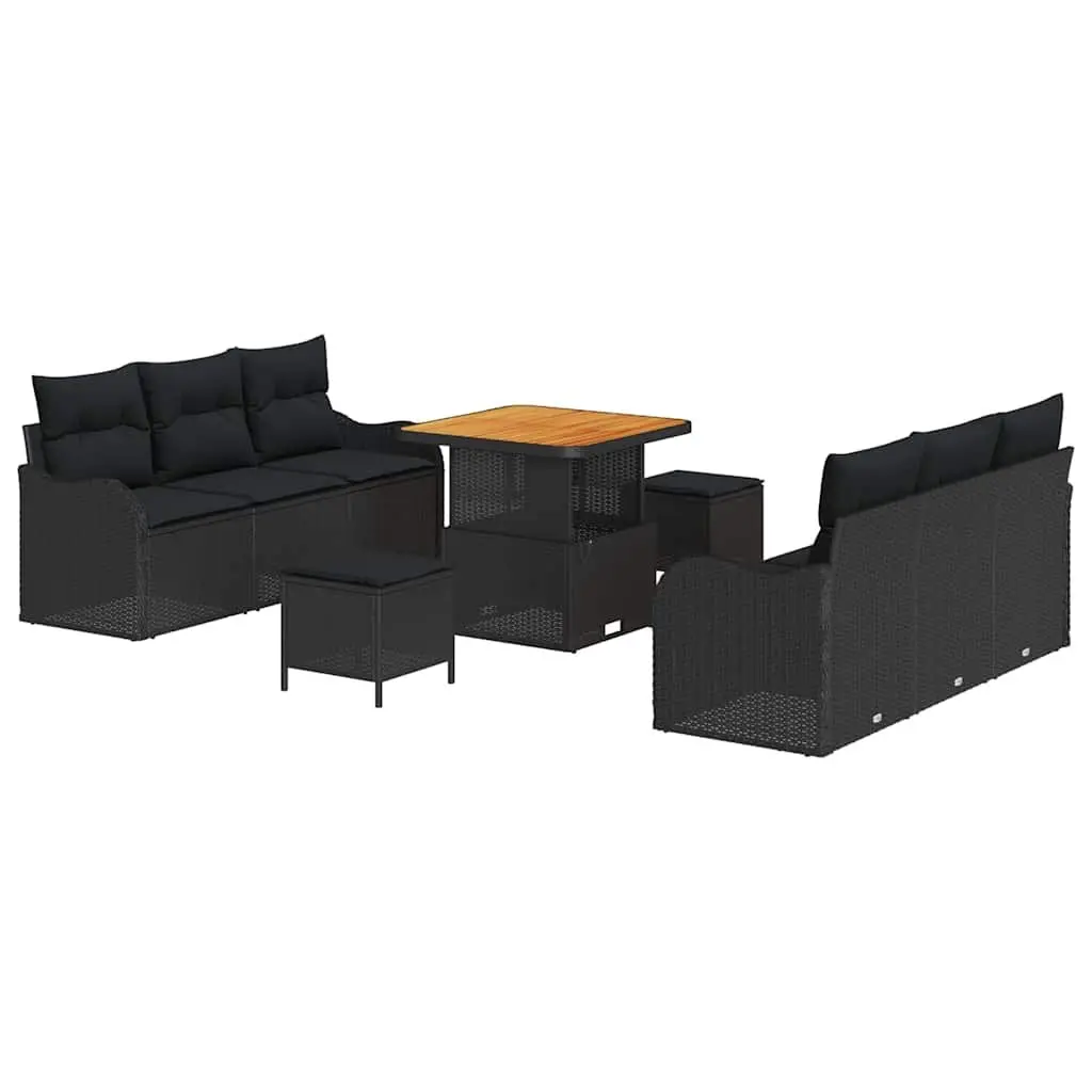 Outdoor Garden Sofa Set Modular Seating 9 Piece Black