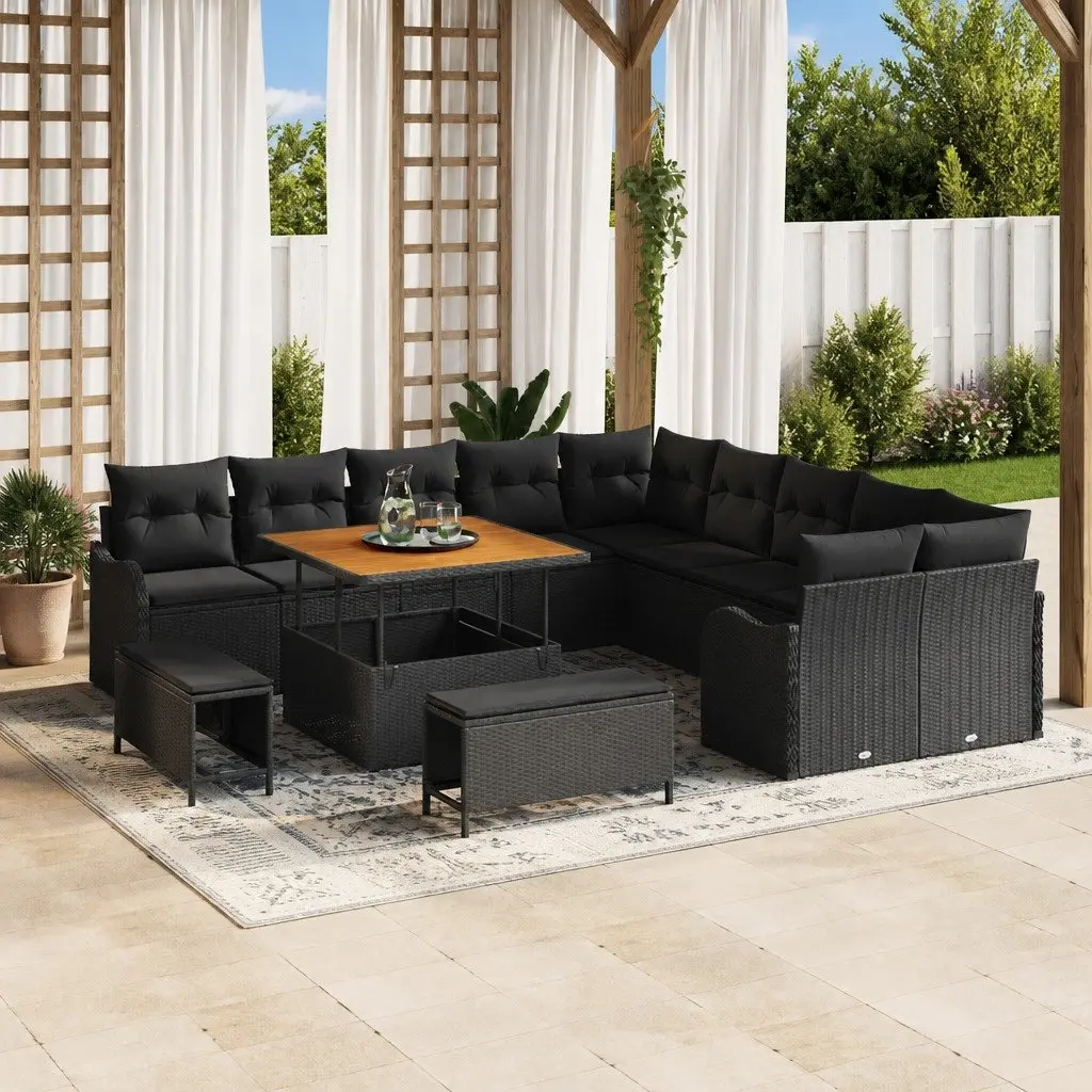 Outdoor Sofa Set Modular Seating 13 Piece Black