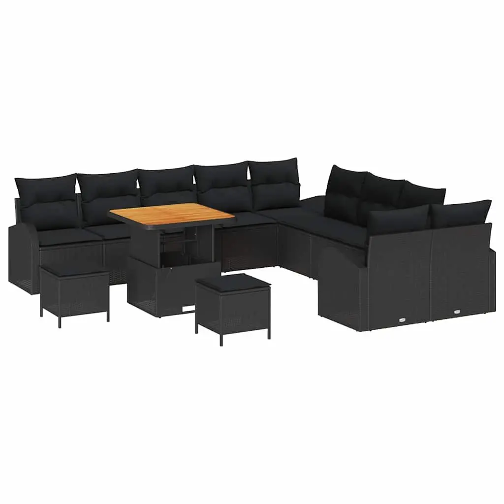Garden Sofa Set 13 Pieces Outdoor Furniture Cushioned Black