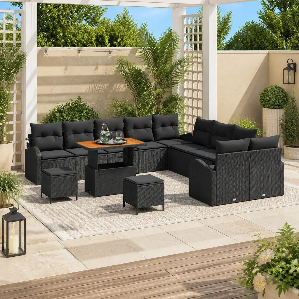 Garden Sofa Set Outdoor Seating 13 Pieces Black