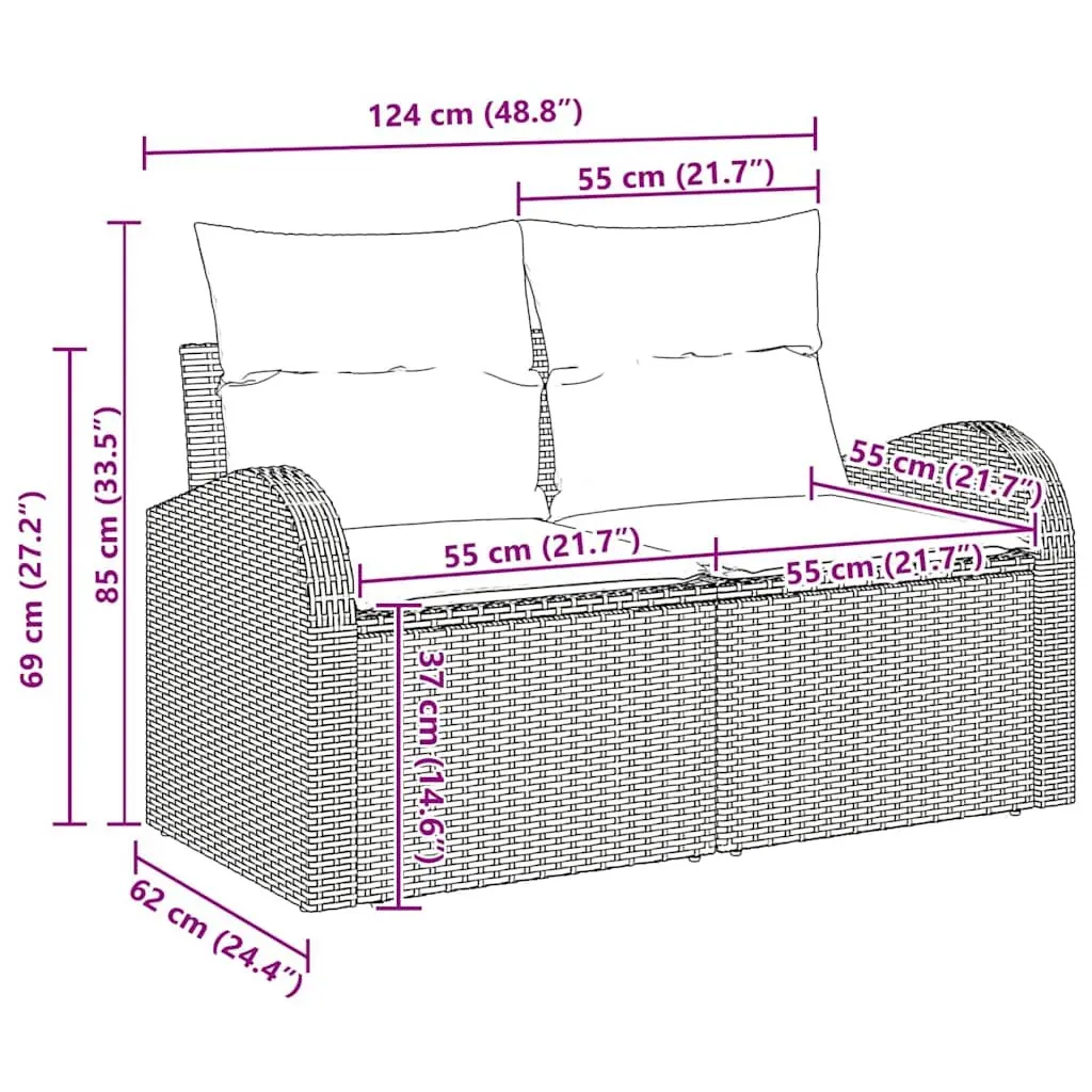 Outdoor Garden Sofa Set 14 Pieces Black with Storage Cushioned Seats Lounge