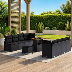 Garden Sofa Set Outdoor Seating with Storage Cushion Black Modular Lounge