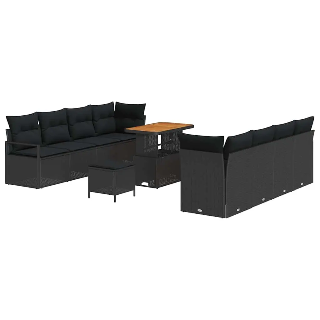 Garden Sofa Set Outdoor Seating Modular Black with Storage Cushion