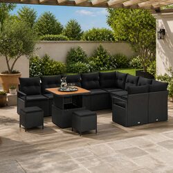 12pc Black Poly Rattan Garden Sofa Set: Practical and Value
