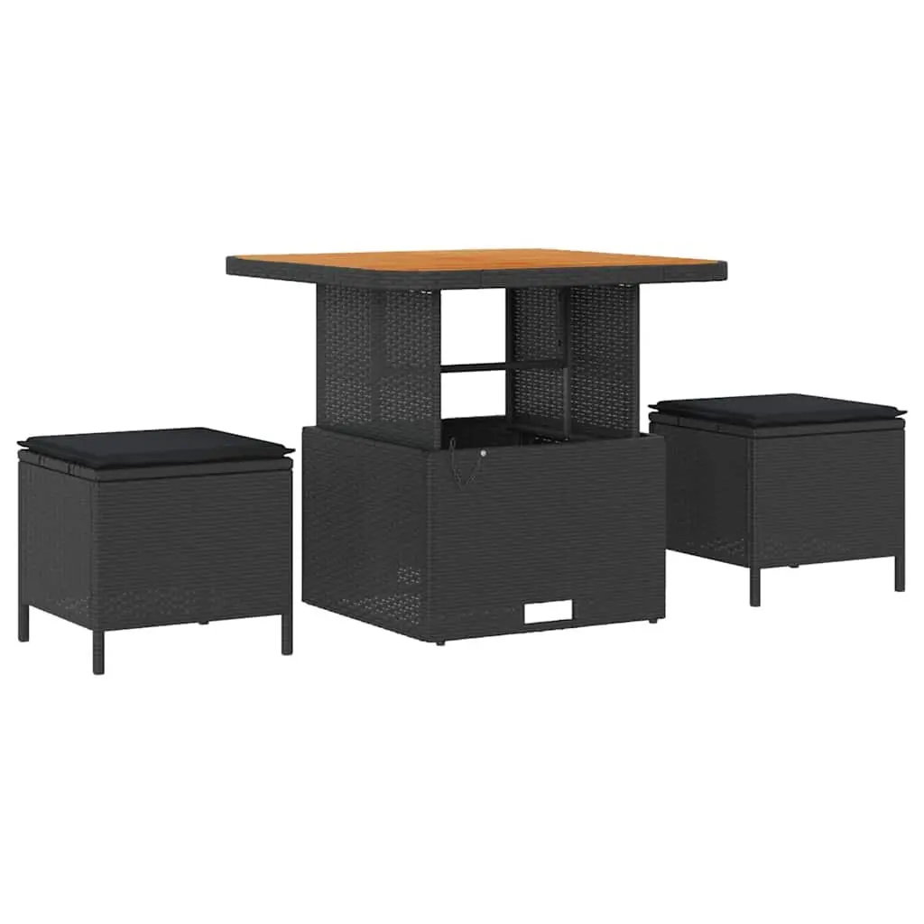 Outdoor Garden Sofa Set 12 Piece Cushioned Black Poly Rattan Patio Furniture