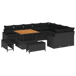 Practical 12 Piece Modular Garden Sofa Set in Black