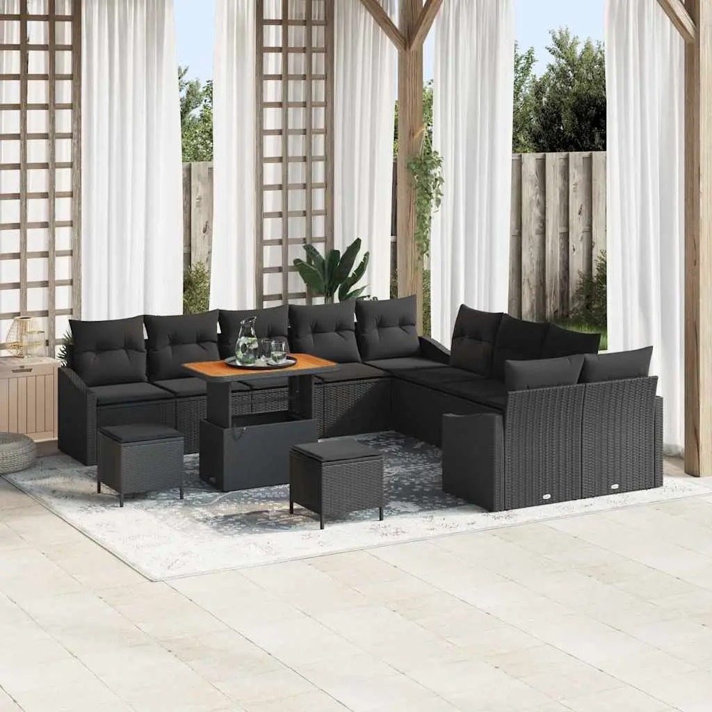Outdoor Garden Sofa Set 13pcs Modular Patio Seating Black Poly Rattan Furniture