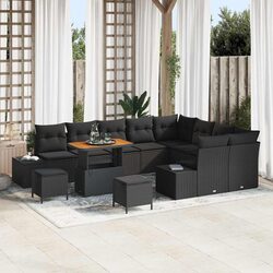 Outdoor Garden Sofa Set 12pcs Modular Black Poly Rattan Patio Seating Lounge