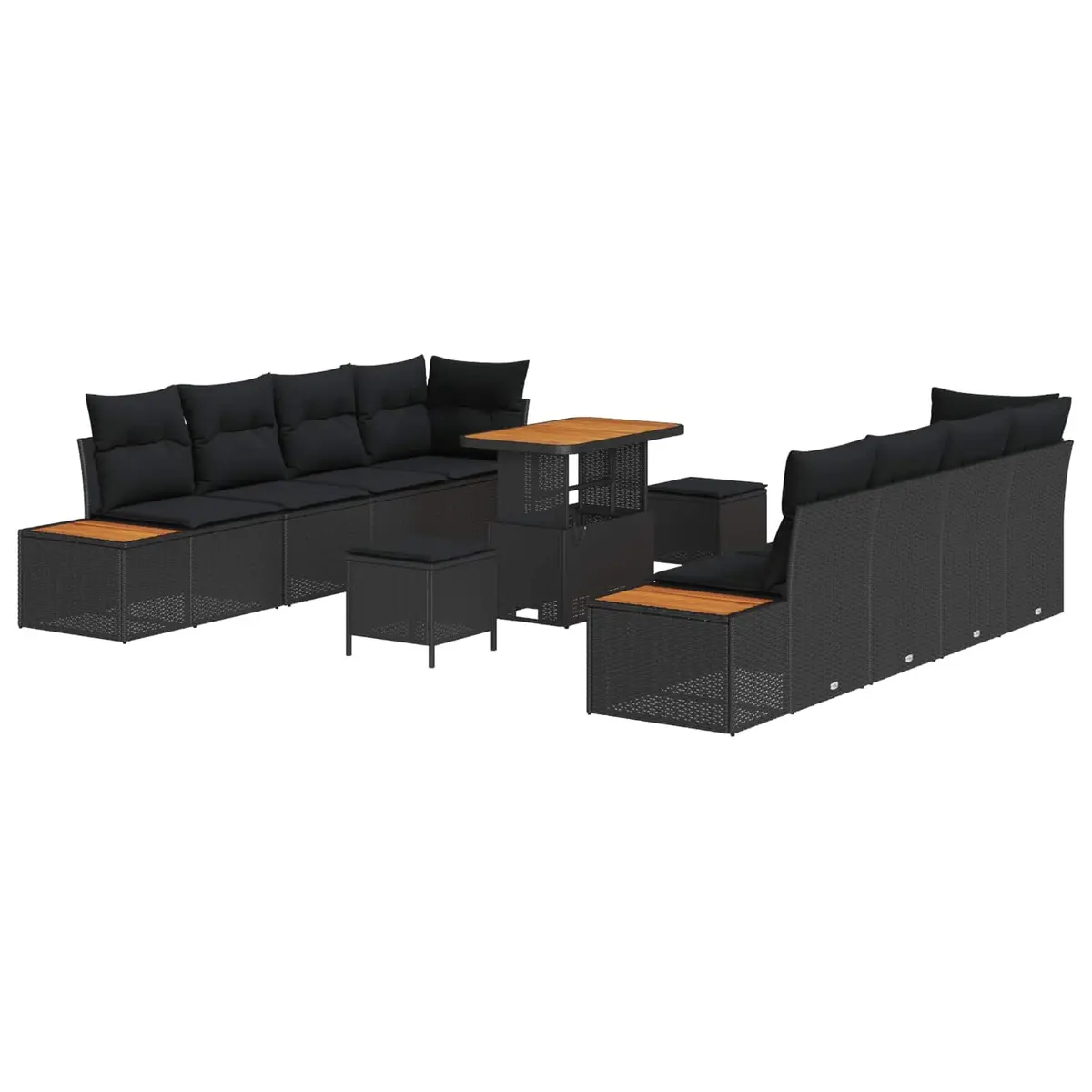 Outdoor Garden Sofa Set 11 Piece Modular Sectional Patio Seating Black Poly Rattan