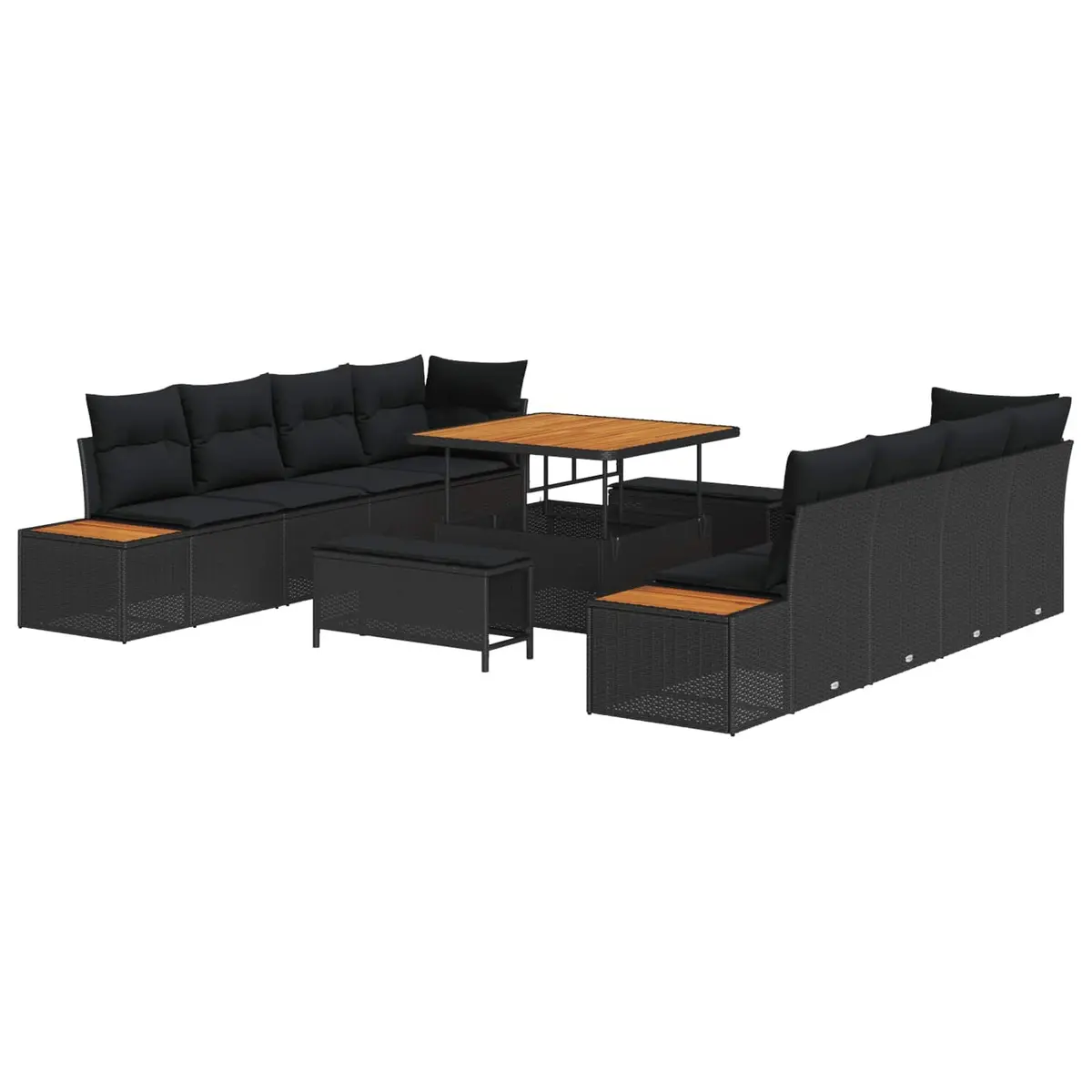 11-Piece Black Garden Sofa Set