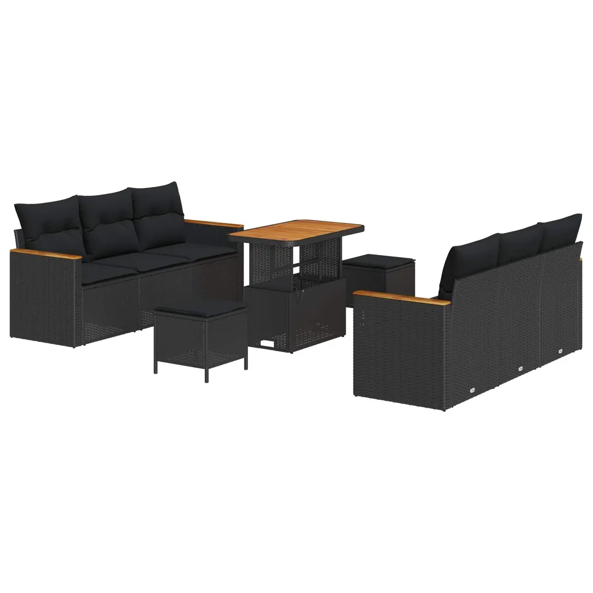 Modular Garden Sofa Set 11 Pieces Outdoor Seating Black Poly Rattan