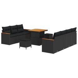 Garden Sofa Set 14 Pcs Modular Outdoor Seating Black Poly Rattan Cushioned