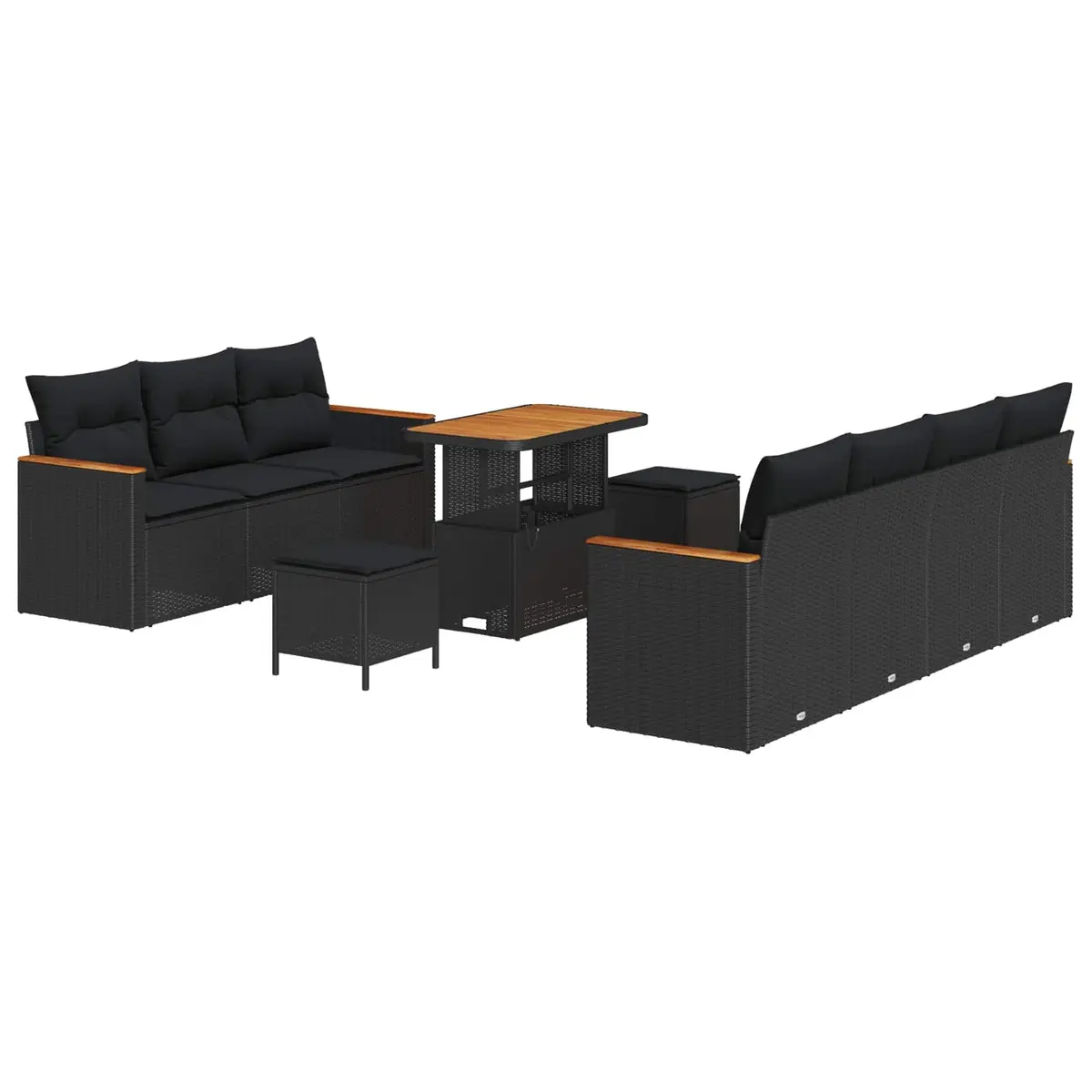 Modular Garden Sofa Set 14 Piece Outdoor Seating Poly Rattan Black