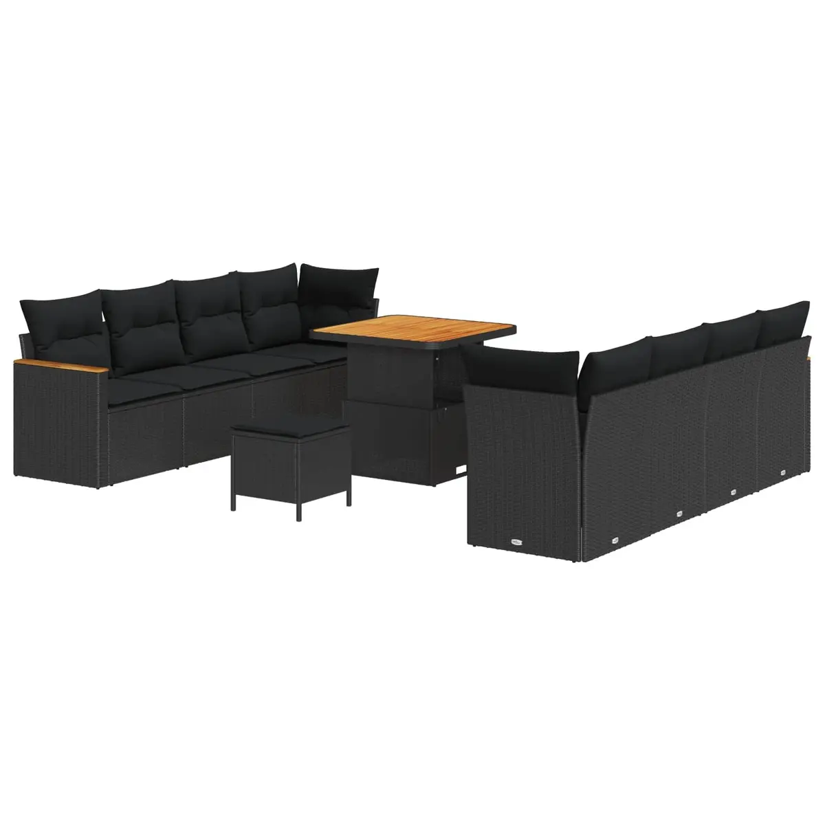 Outdoor Sofa Set 12 pcs Modular Garden Seating Black Poly Rattan with Cushions