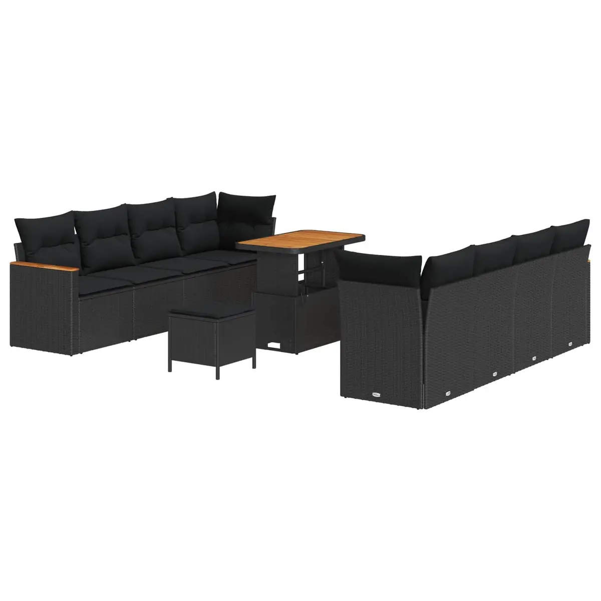 Modular Garden Sofa Set 12 Pieces Outdoor Seating Black Poly Rattan with Cushions