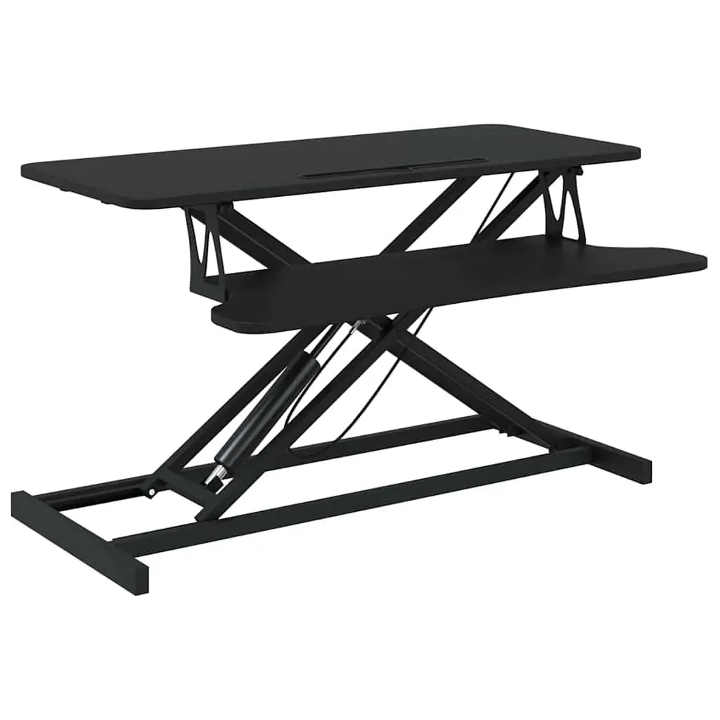 Adjustable Height Workstation Desk Ergonomic 90x40cm Black Steel Frame