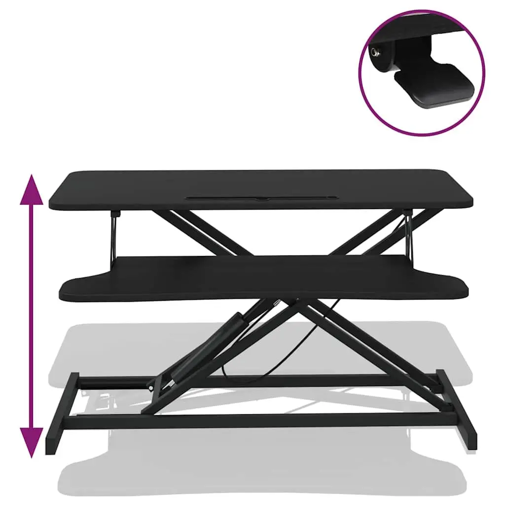 Adjustable Height Workstation Desk Ergonomic 90x40cm Black Steel Frame