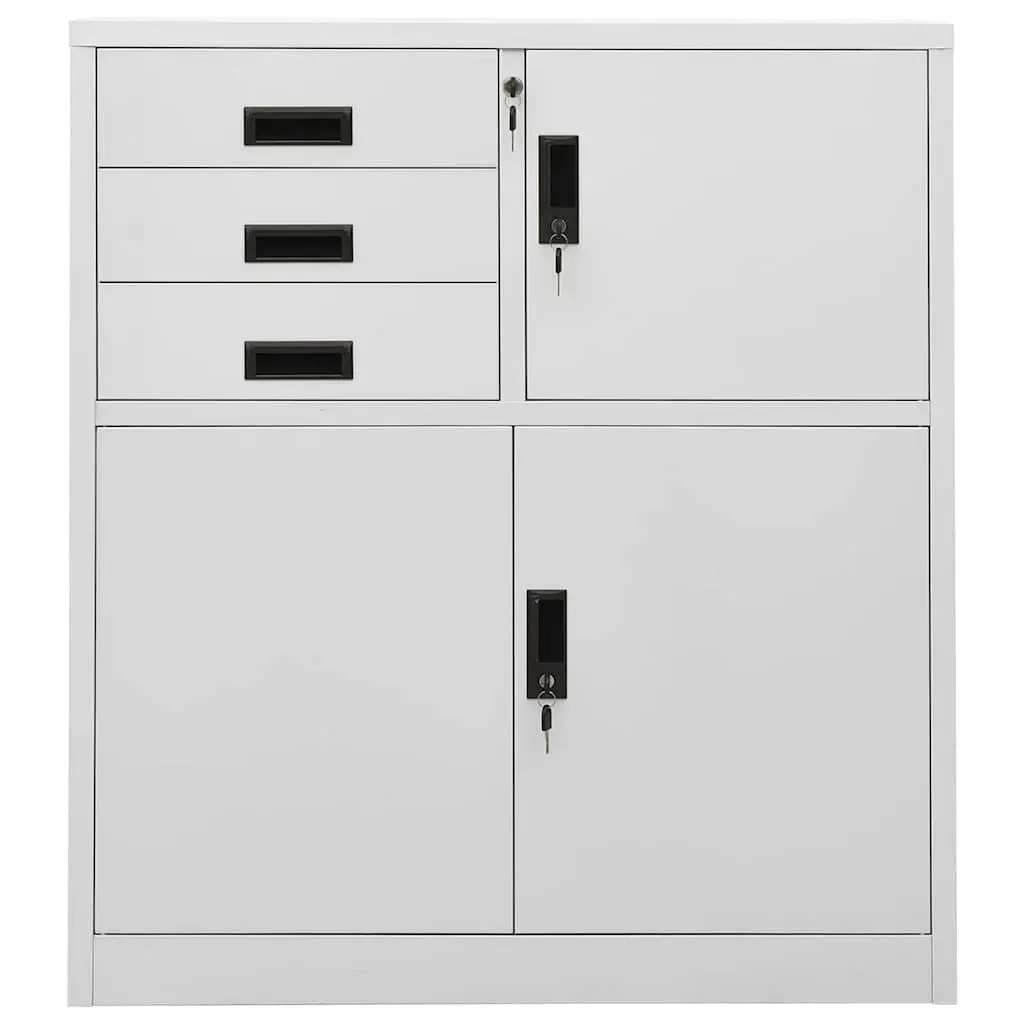 Office Storage Cabinet Grey Steel Filing Locker Adjustable Shelf 90W x 40D x 102H cm
