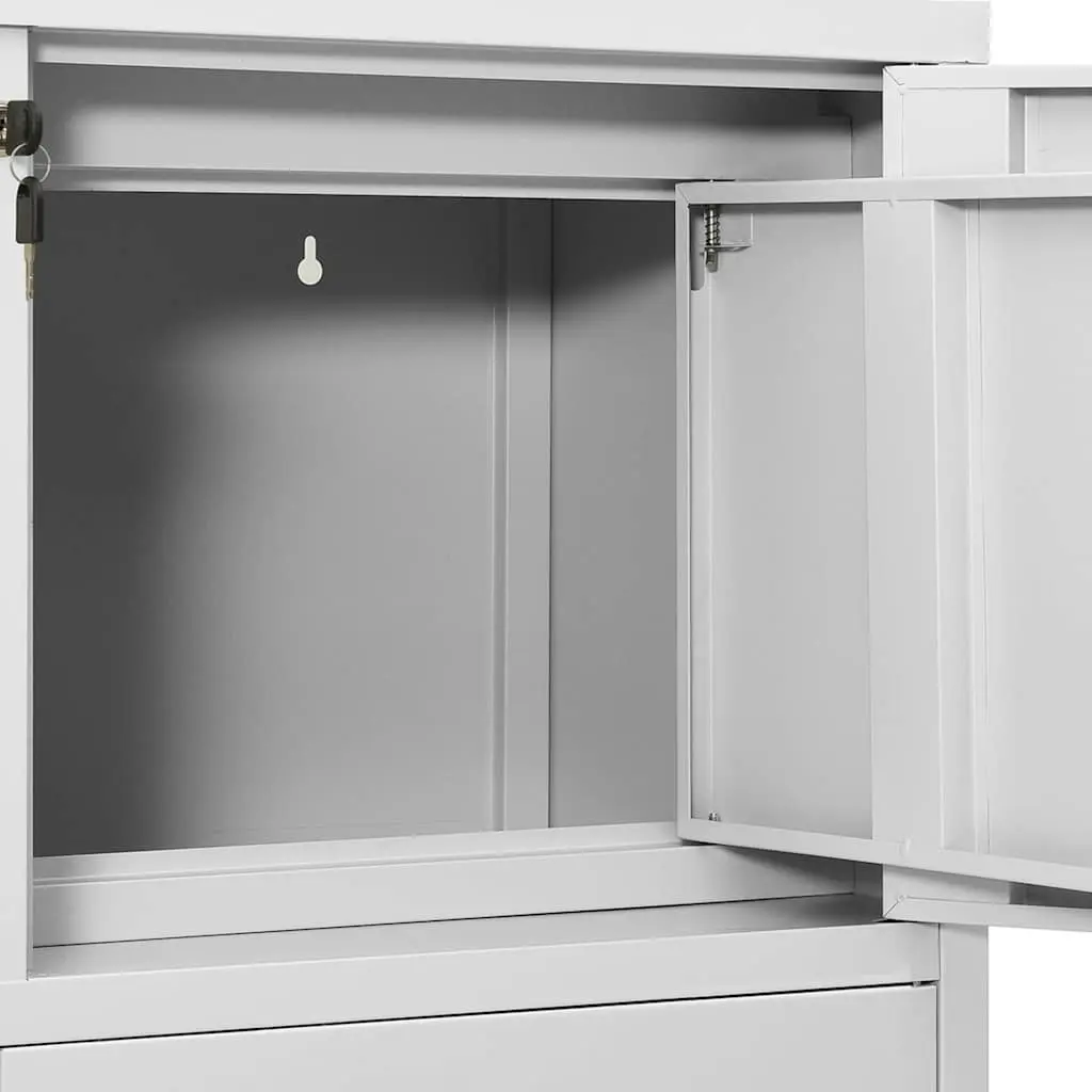 Office Storage Cabinet Grey Steel Filing Locker Adjustable Shelf 90W x 40D x 102H cm