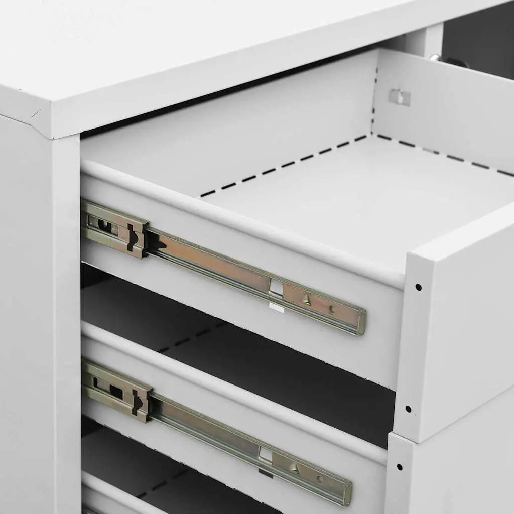 Office Storage Cabinet Grey Steel Filing Locker Adjustable Shelf 90W x 40D x 102H cm