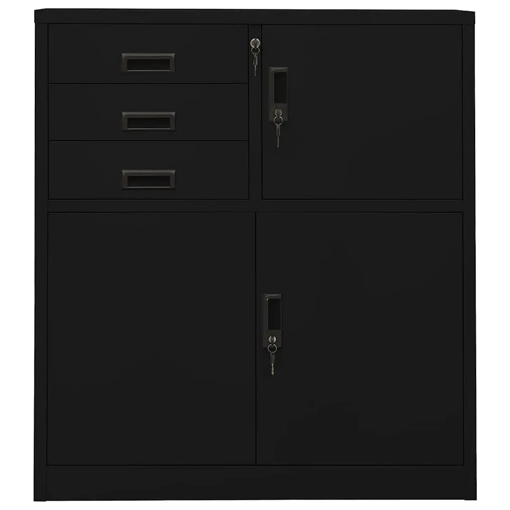 Storage Cabinet Black Steel Office Filing Organizer Adjustable Shelf
