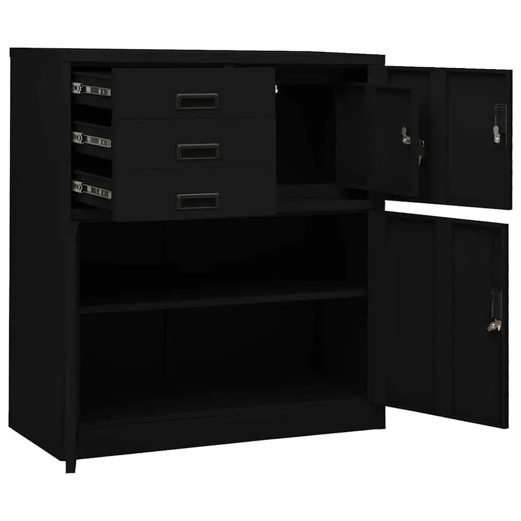 Storage Cabinet Black Steel Office Filing Organizer Adjustable Shelf