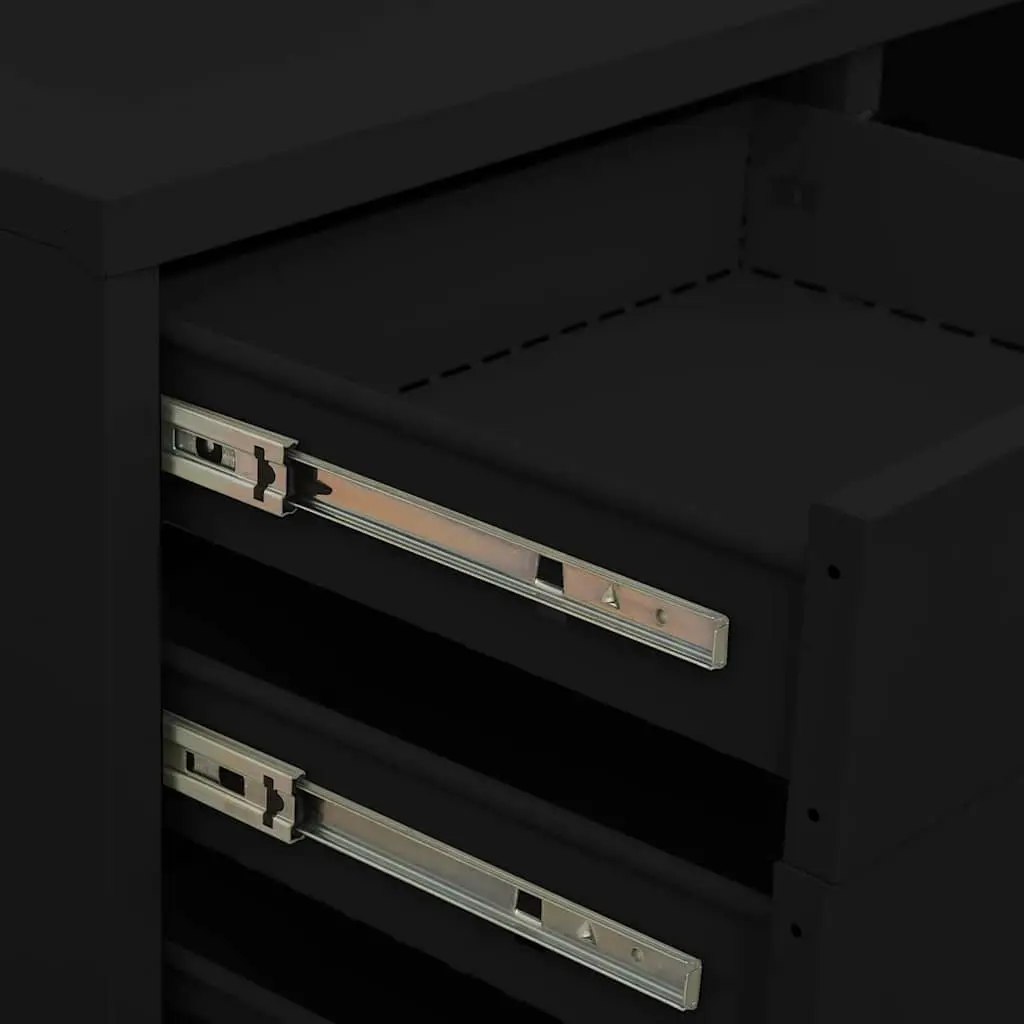 Storage Cabinet Black Steel Office Filing Organizer Adjustable Shelf