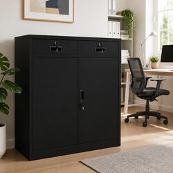 Reassuringly Practical Black Steel File Organizer Cabinet