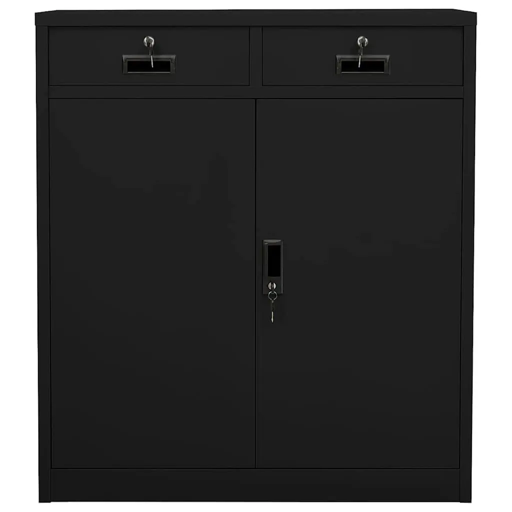 Office Storage Cabinet File Organizer Black Steel 90x40x102cm