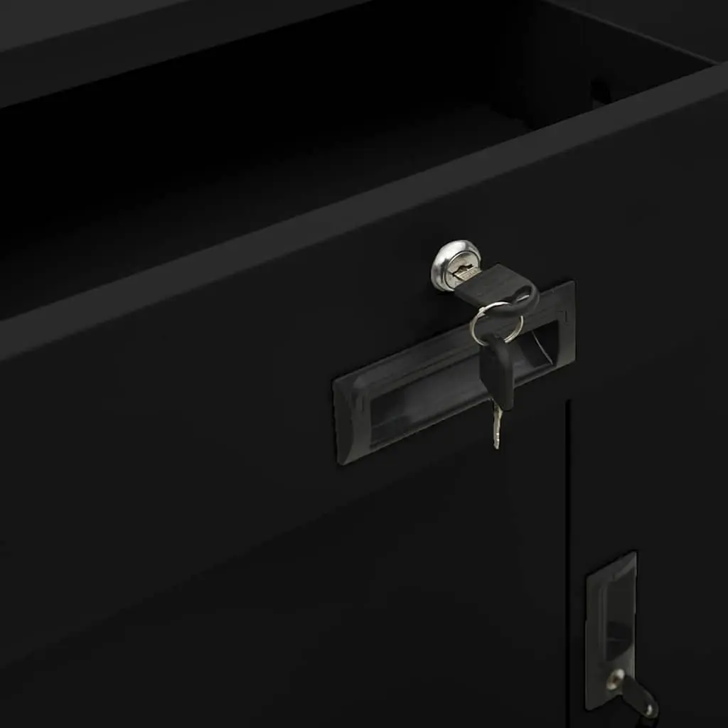 Office Storage Cabinet File Organizer Black Steel 90x40x102cm