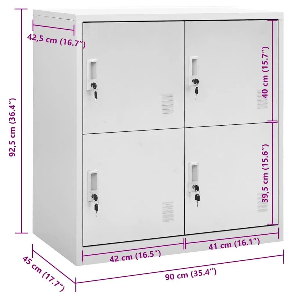 Steel Locker Cabinet Storage Grey 90x45x92.5cm Modern Design Office School