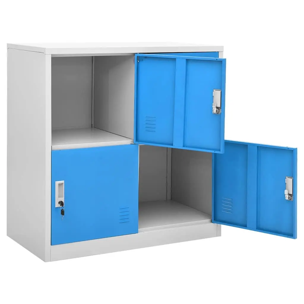 Locker Cabinet Storage Steel Modern Design Grey Blue 90x45x92.5cm Office Home