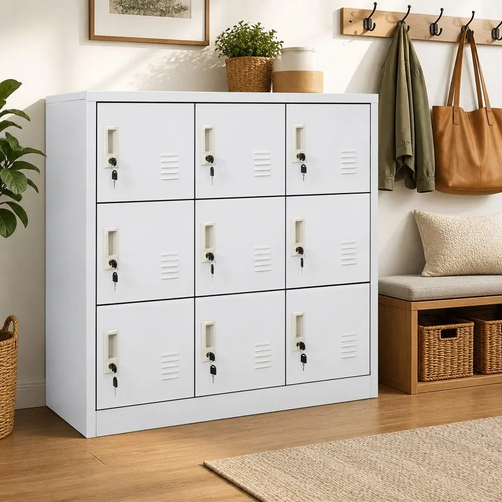 Locker Cabinet Storage Organiser Grey Steel 90 x 45 x 92.5 cm