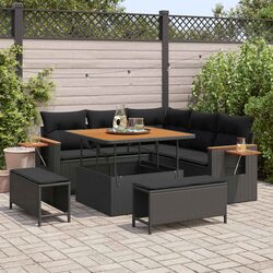 Comfortable Modular Black Rattan Outdoor Sofa Set
