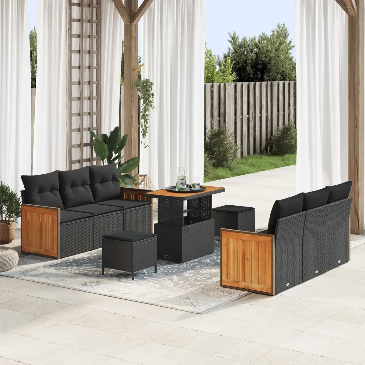 11-Piece Outdoor Sofa Set with Cushions Included