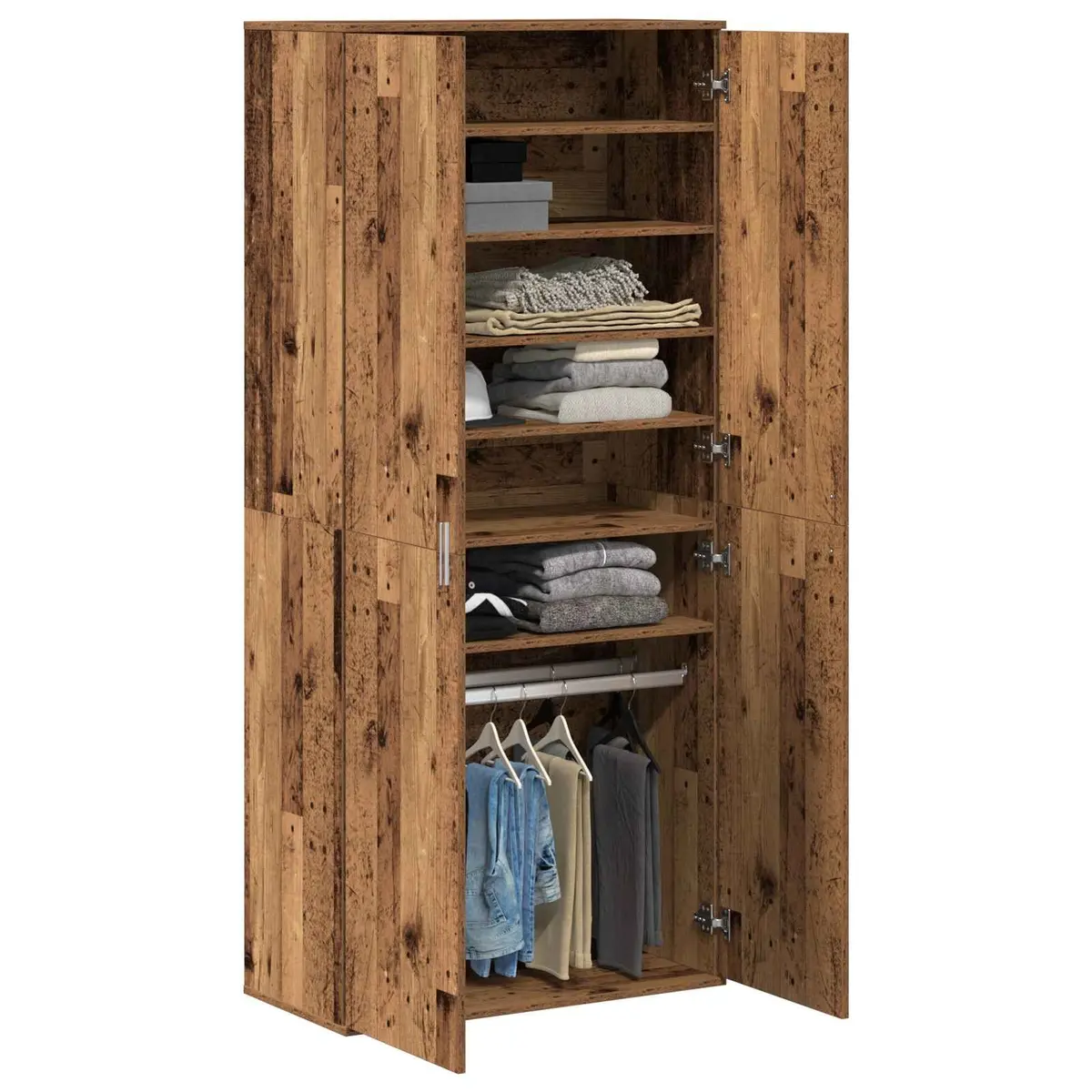 Highboard Storage Cabinet with Shelf 80 x 39 x 178 cm Brown Engineered Wood