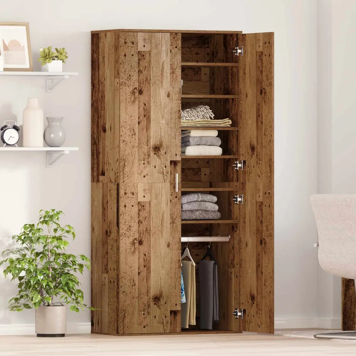 Highboard Storage Cabinet with Shelf 80 x 39 x 178 cm Brown Engineered Wood