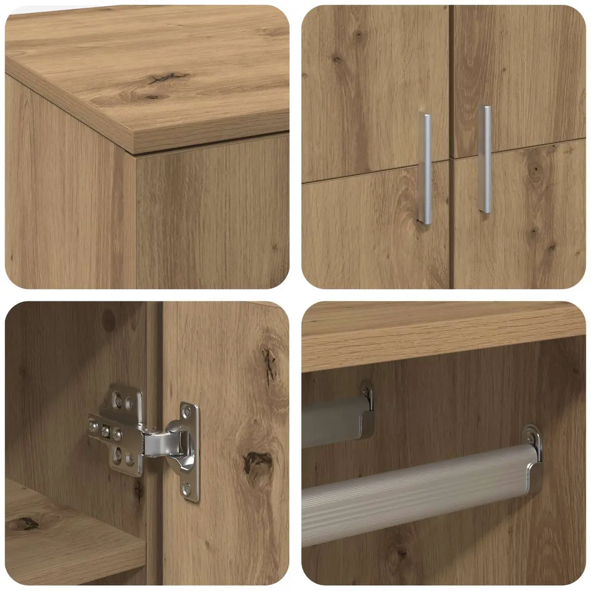 Highboard Storage Cabinet Shoe Organiser 80 x 39 x 178 cm Engineered Wood Beige